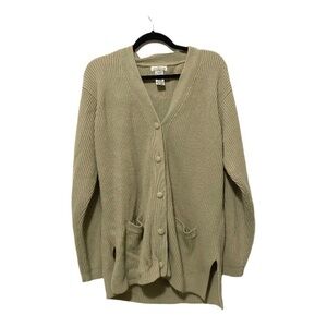 Yarnworks Vintage Tan Long Button Front Cardigan Large